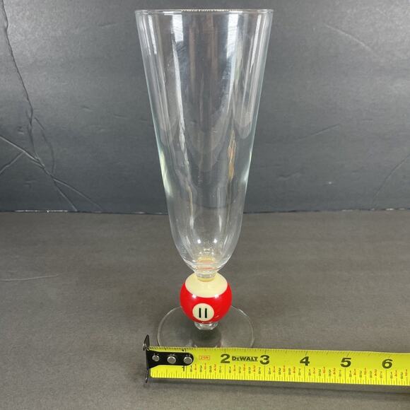 Vtg Billiard Pilsner #11 Pool Ball Stemmed Glass Barware Pool Drinkware 8.75"(H) - Picture 3 of 5